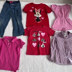 Size 5 Girls Clothing Bundle 6pc Lot Minnie Mouse Disney OshKosh & more